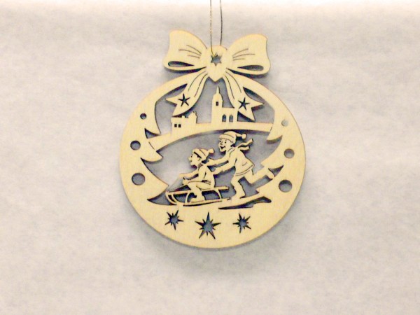 Baumbehang Kugel Kinder auf Schlitten