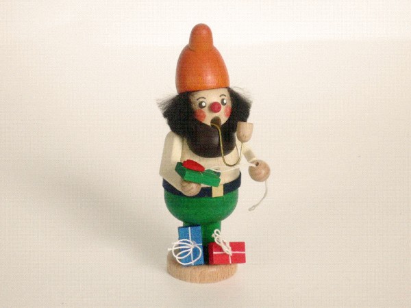 Räuchermann Weihnachtszwerg mit Geschenk