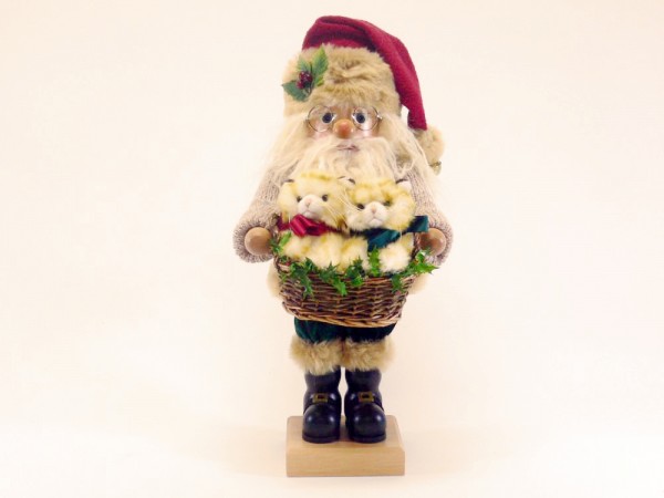 Nußknacker Weihnachtsmann mit Kätzchen