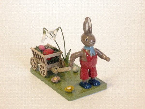 Osterhase mit Handwagen