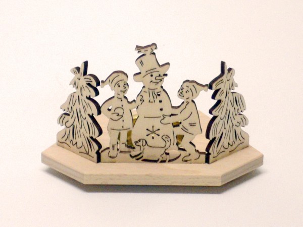 Teelichthalter Schneemann und Kinder