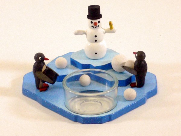 Teelichthalter Pinguine und Schneemann