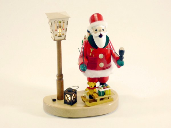Räuchermann Weihnachtsmann an Laterne