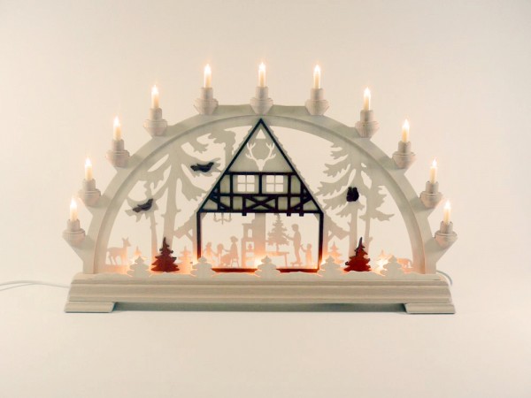 Schwibbogen Waldhaus mit Fachwerk