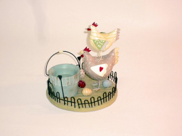 Teelichthalter Hühner