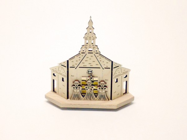 Teelichthalter Seiffner Kirche mit Kurrende